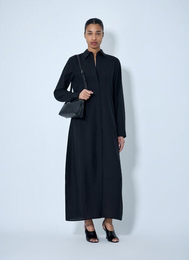 TOTEME Long Button-Down Shirt Dress Black tot0264008