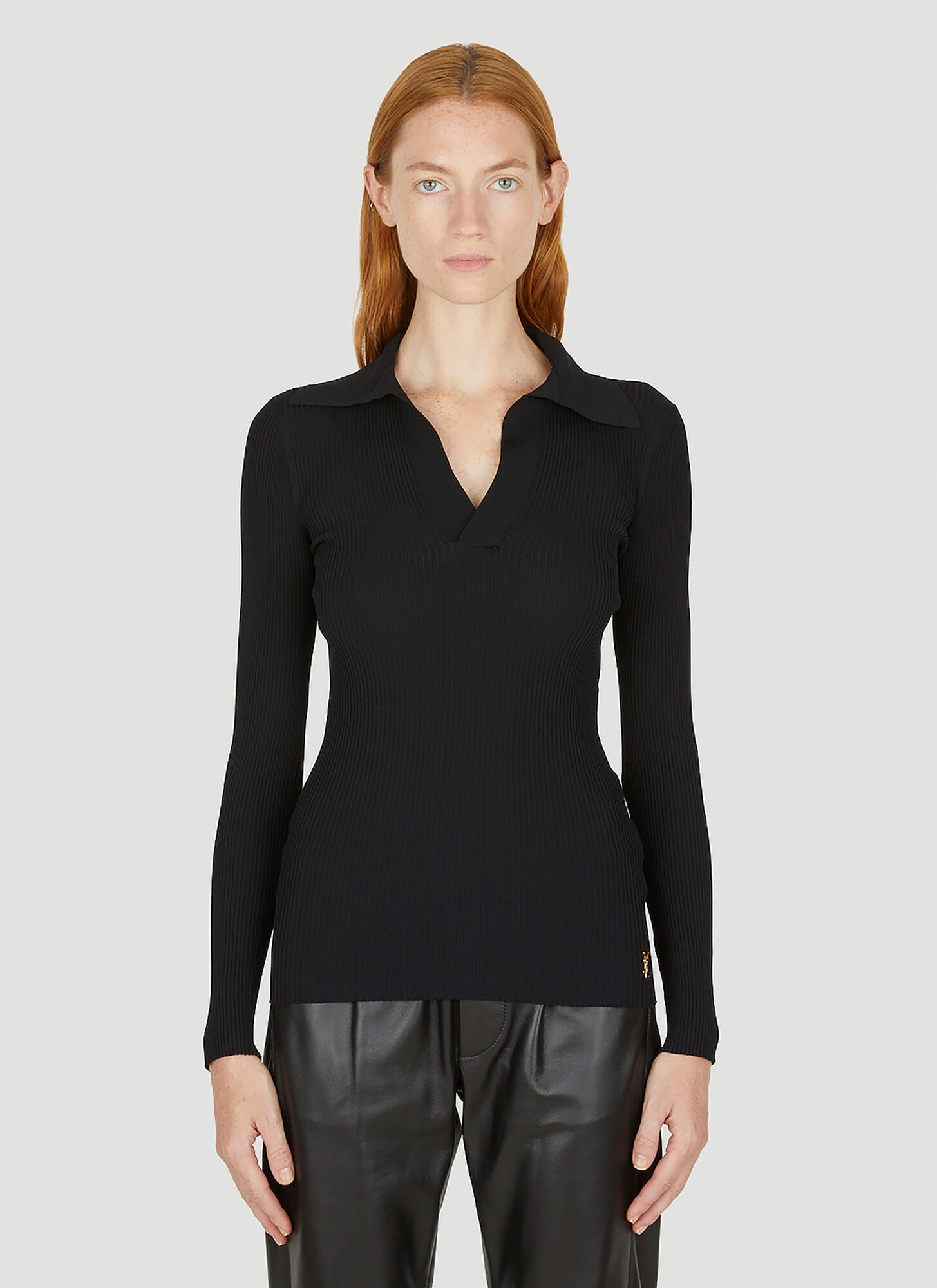 Saint Laurent Ribbed Pullover In Black