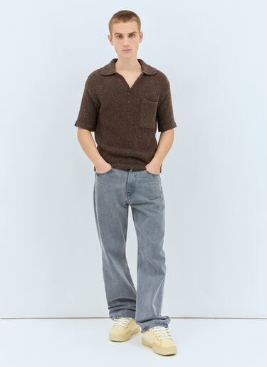 ERL Wool-Blend Polo Shirt Brown erl0158004