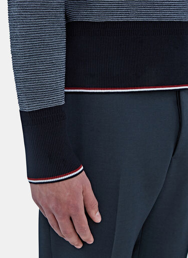 Thom Browne Oxford Ottoman Stitched Stripe Sweater Navy thb0125019