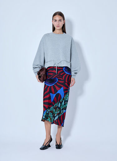 LN-CC® - Dries Van Noten: Abstract Pattern Midi Skirt - Red Dries Van Noten Abstract Pattern Midi Skirt Red dvn0265010