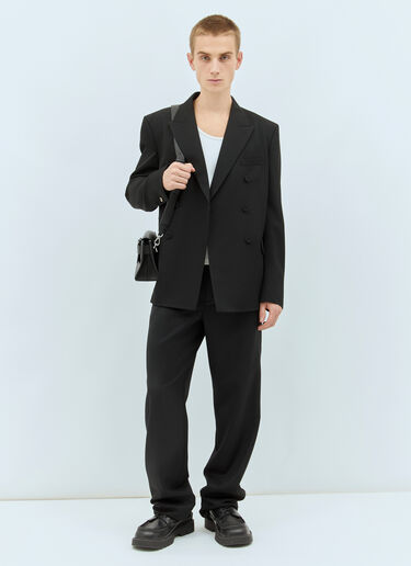 Gucci Double-Breasted Wool Blazer Black guc0158003