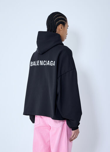 Logo Motif Hooded Sweatshirt Balenciaga Logo Motif Hooded Sweatshirt Black bal0259066