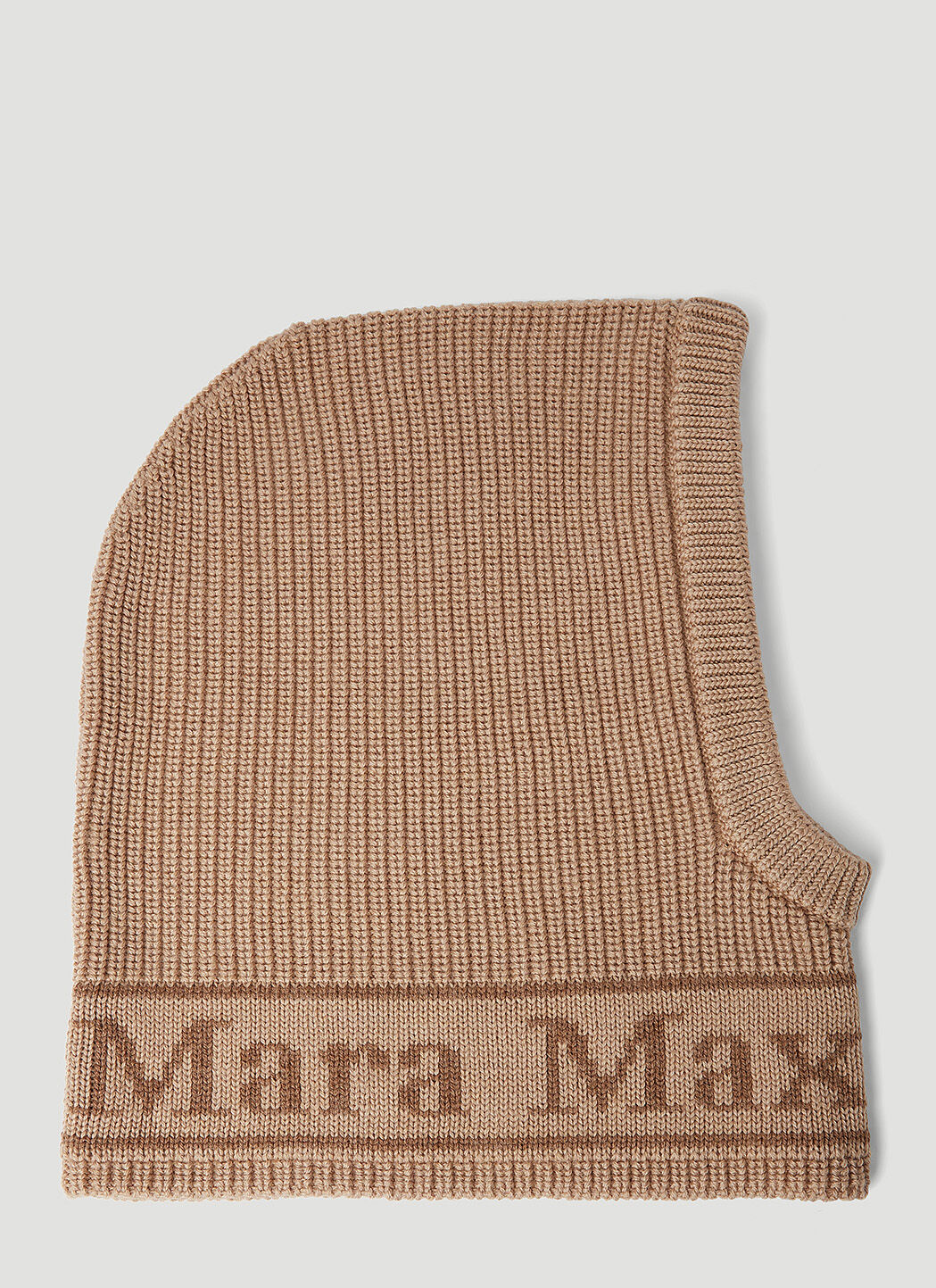 Max Mara Logo Jacquard Wool Balaclava Brown max0254057