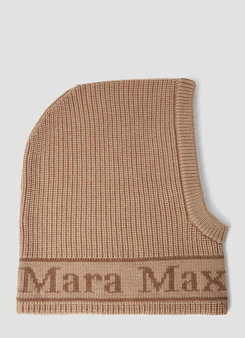 Max Mara Logo Jacquard Wool Balaclava Beige max0254085