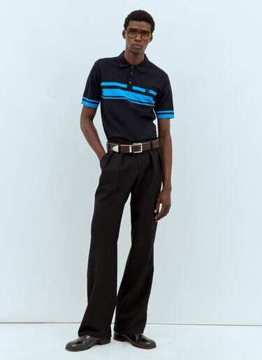 Wales Bonner Dawn Striped Polo Shirt Blue wbn0158001
