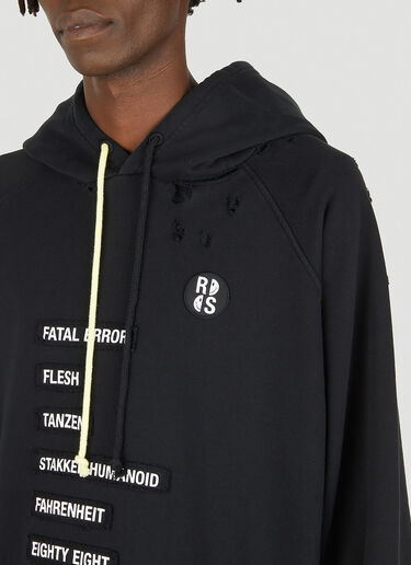 Raf Simons x Smiley Big Fit Patched Text Hooded Sweatshirt Black rss0148026