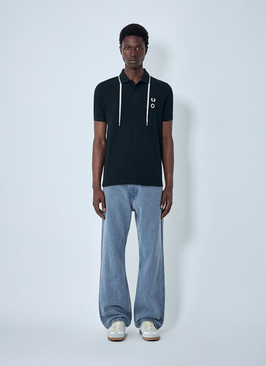 Fred Perry x Craig Green Embroidered Polo Shirt with Drawstring Detail Black fry0164001