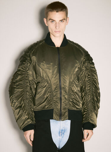 Mugler Satin Bomber Jacket Green mug0158002
