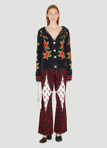 Chopova Lowena Fuzzy Flower Cardigan Black cho0250010