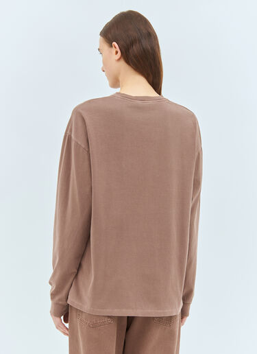 Miu Miu Long-Sleeve Logo T-Shirt Brown miu0259012