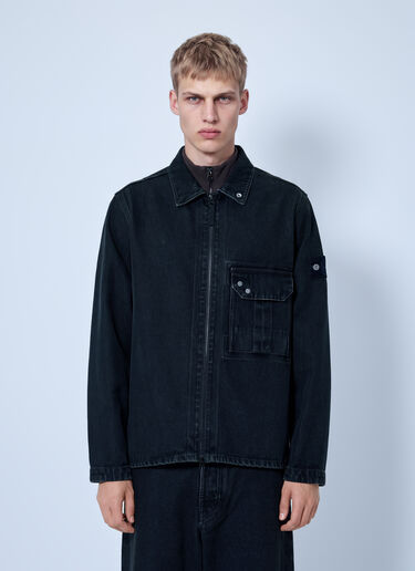 LN-CC® - Stone Island: Denim Overshirt with Utility Pocket - Blue Stone Island Denim Overshirt with Utility Pocket Blue sto0165104