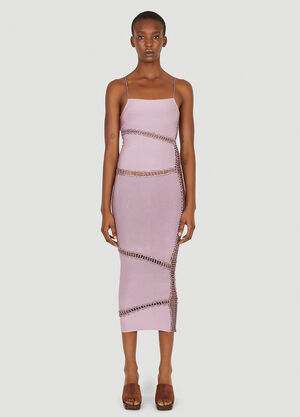 Isa Boulder Jigsaw Spaghetti Strap Dress Lilac isa0249011