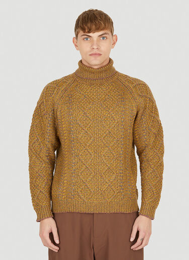 Snow Peak Mixed Knit Roll Neck Sweater Yellow snp0150013