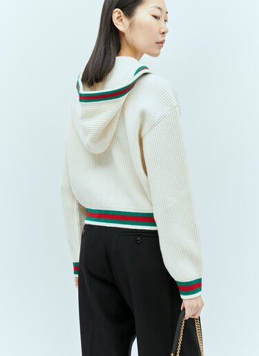 Gucci Web Stripe Trim Knit Cardian Cream guc0255025