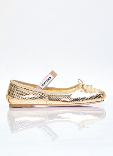 Miu Miu Snakeskin Ballerina Flats Gold miu0256073