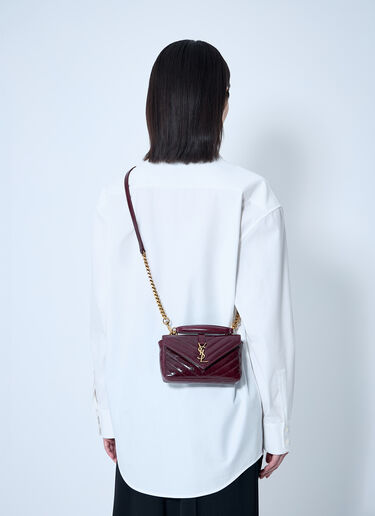 Saint Laurent 迷你学院风链条单肩包 酒红色 sla0259119