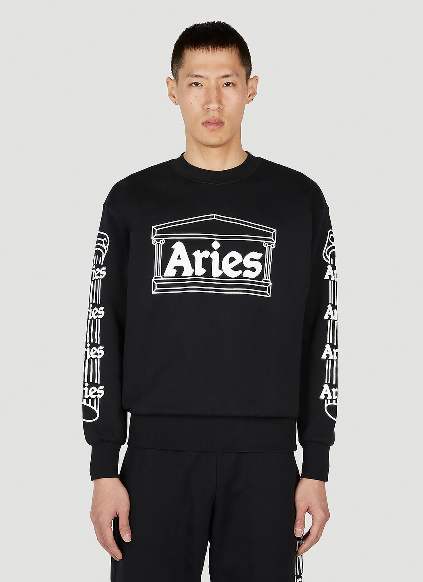 Aries Logo Printed Crewneck Sweatshirt