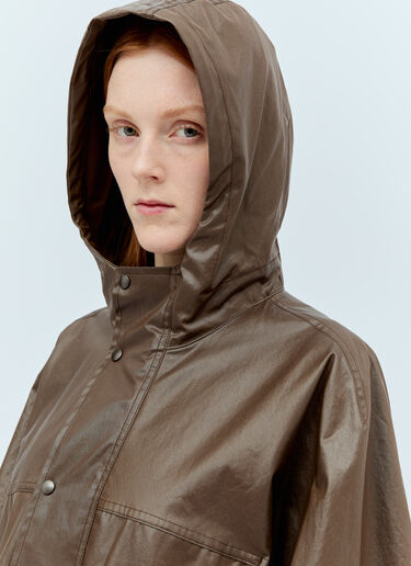 Lemaire 连帽蜡面雨衣  棕色 lem0256001