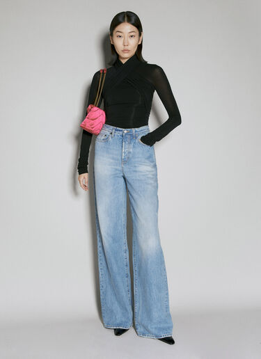 Saint Laurent Wide Leg Jeans Blue sla0253005