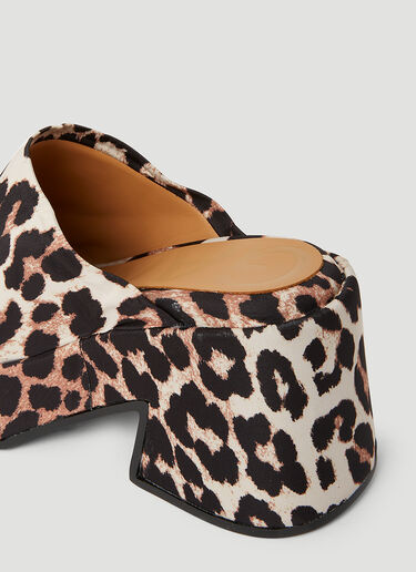 GANNI Retro Leopard Print Platform Mules Brown gan0249047