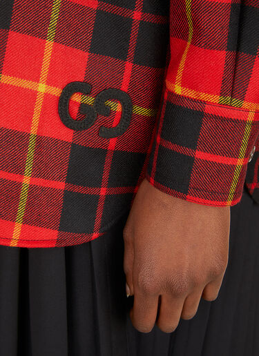 Gucci Beaded Collar Check Shirt Red guc0251029