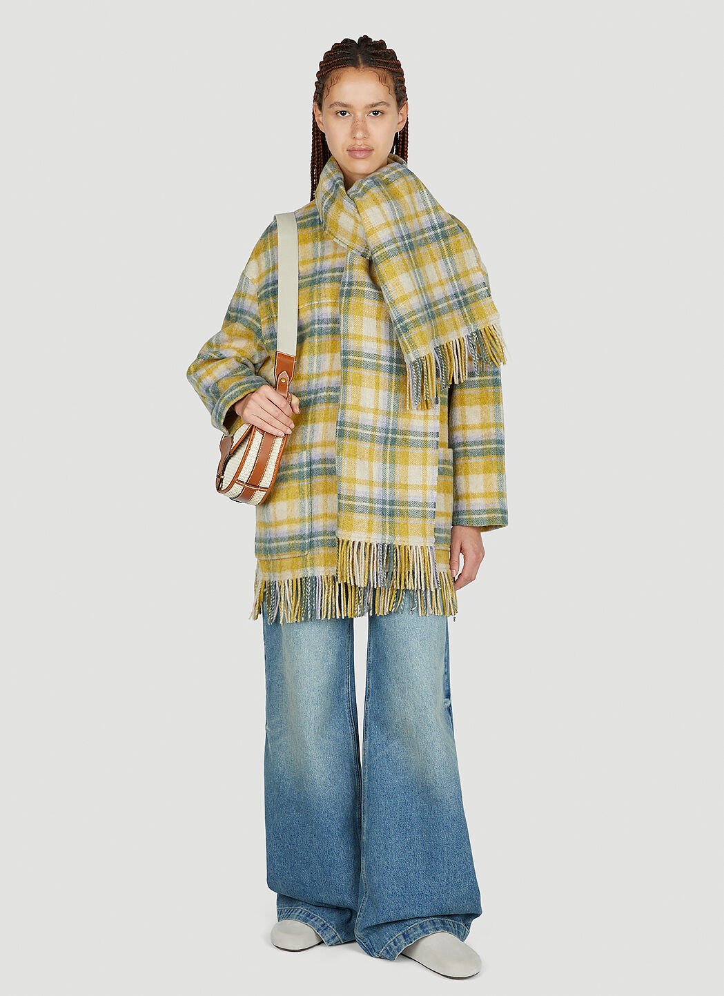 Isabel Marant toile Women s Faty Check Scarf Coat in Yellow LN CC