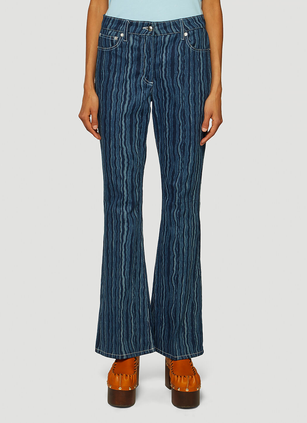 Striped flare jeans top