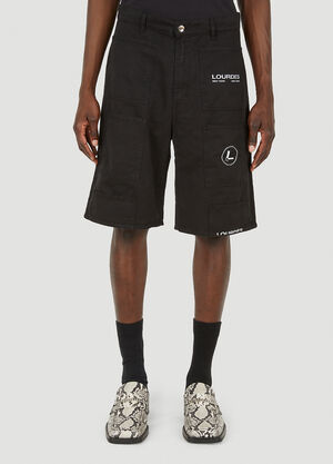 Entire Studios Logo Print Cargo Shorts Grey ent0158017