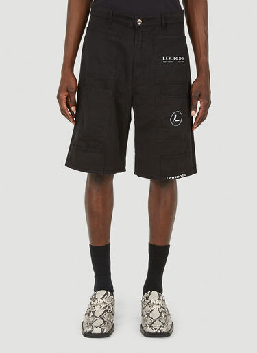 Lourdes Logo Print Cargo Shorts Black lou0149001