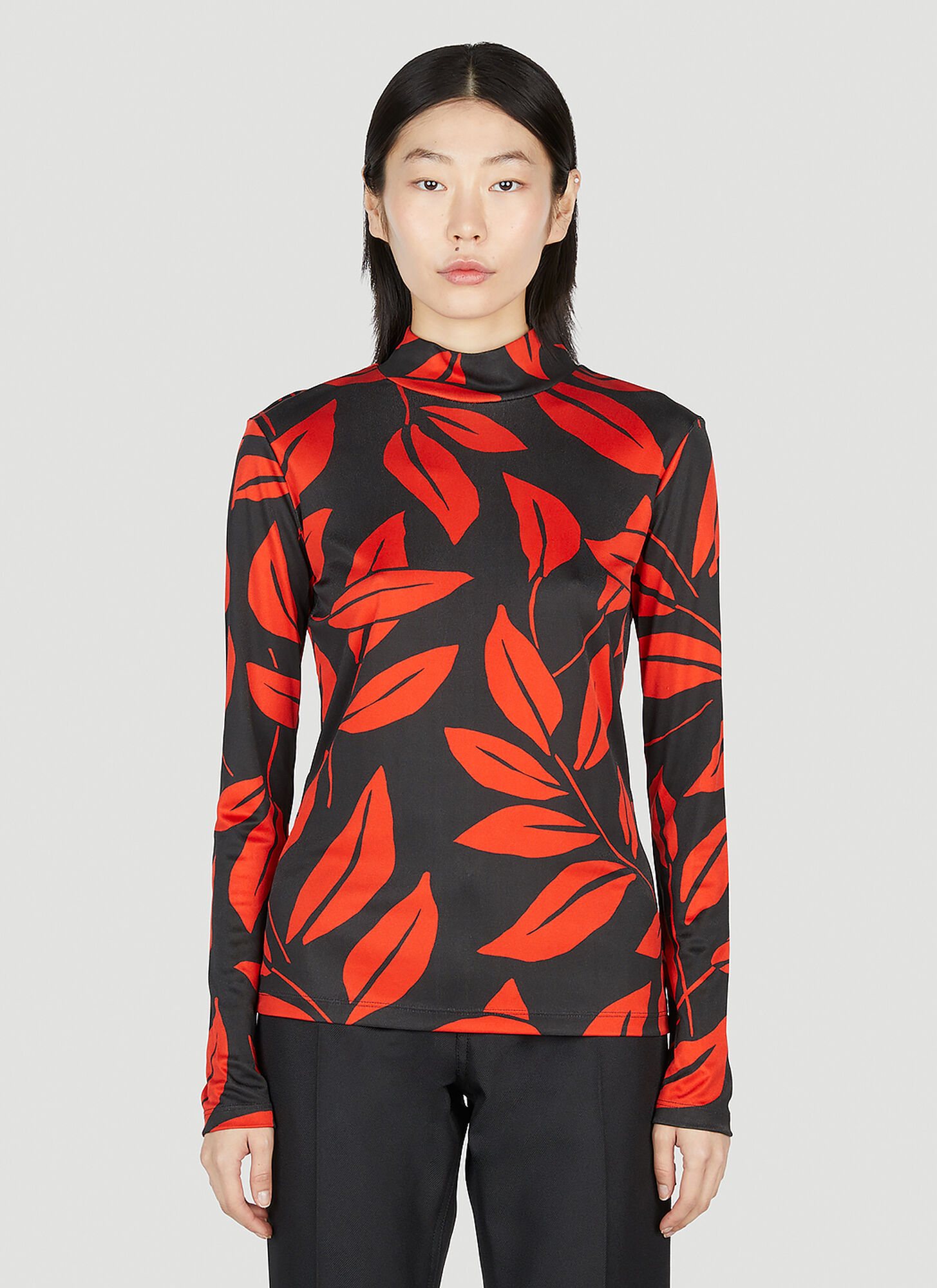 Meryll Rogge Leaf-print Mock Top In Red