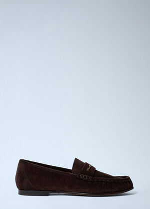 Chloé Suede Logo Motif Loafers Brown chl0262029