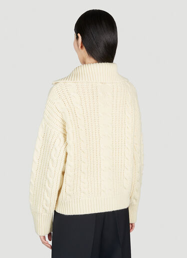 Bottega Veneta Cable Knit Zip Cardigan Cream bov0251144