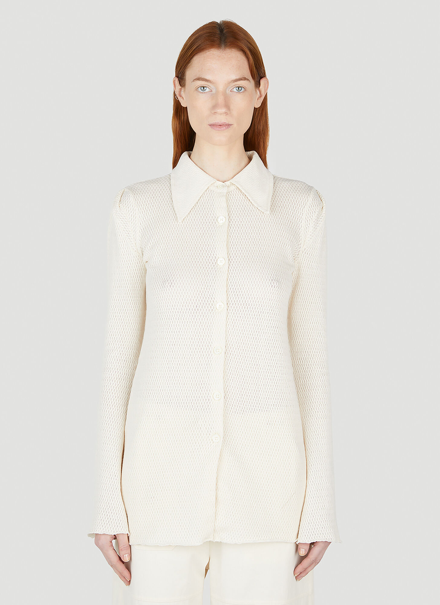 Our Legacy Hollow Knitted Shirt In Beige