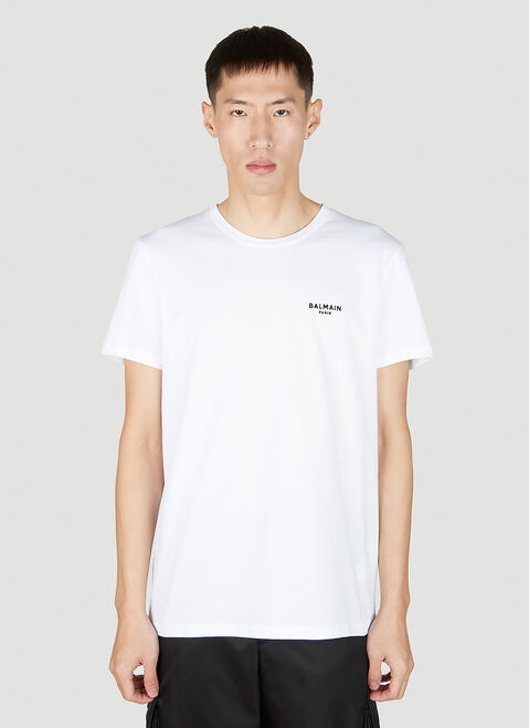 Balmain 플로크 로고 T-셔츠 Black bln0152017