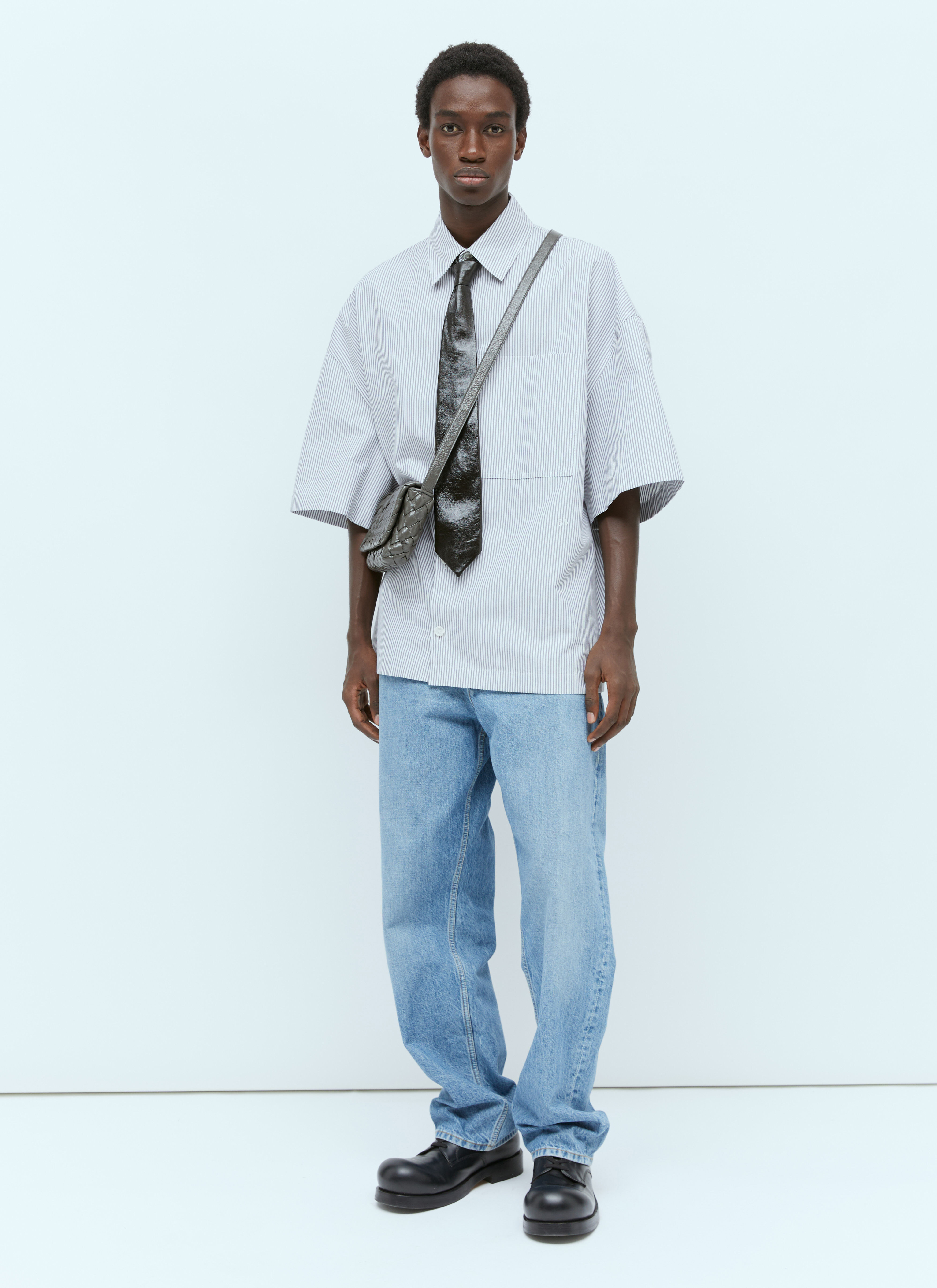 Bottega Veneta Men's' Shiny Leather Tie in Green | LN-CC®