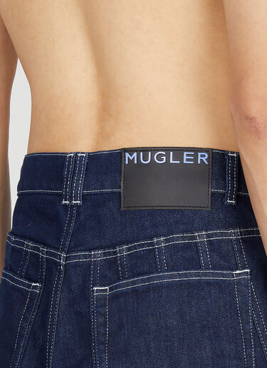 Mugler トップステッチ ジーンズ ネイビー mug0151003