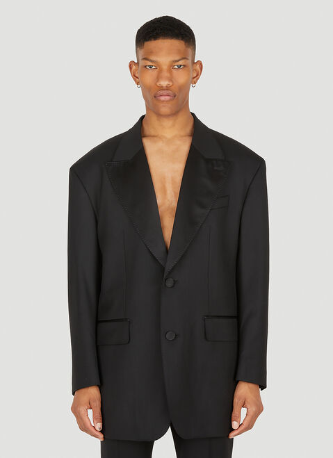 Versace Satin Trimmed Tuxedo Blazer Black ver0153010