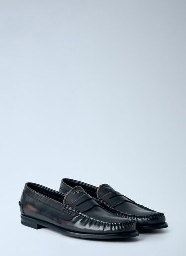 LN-CC® - Prada: Antiqued Leather Loafers - Dark Brown Prada Antiqued Leather Loafers Dark Brown pra0166218