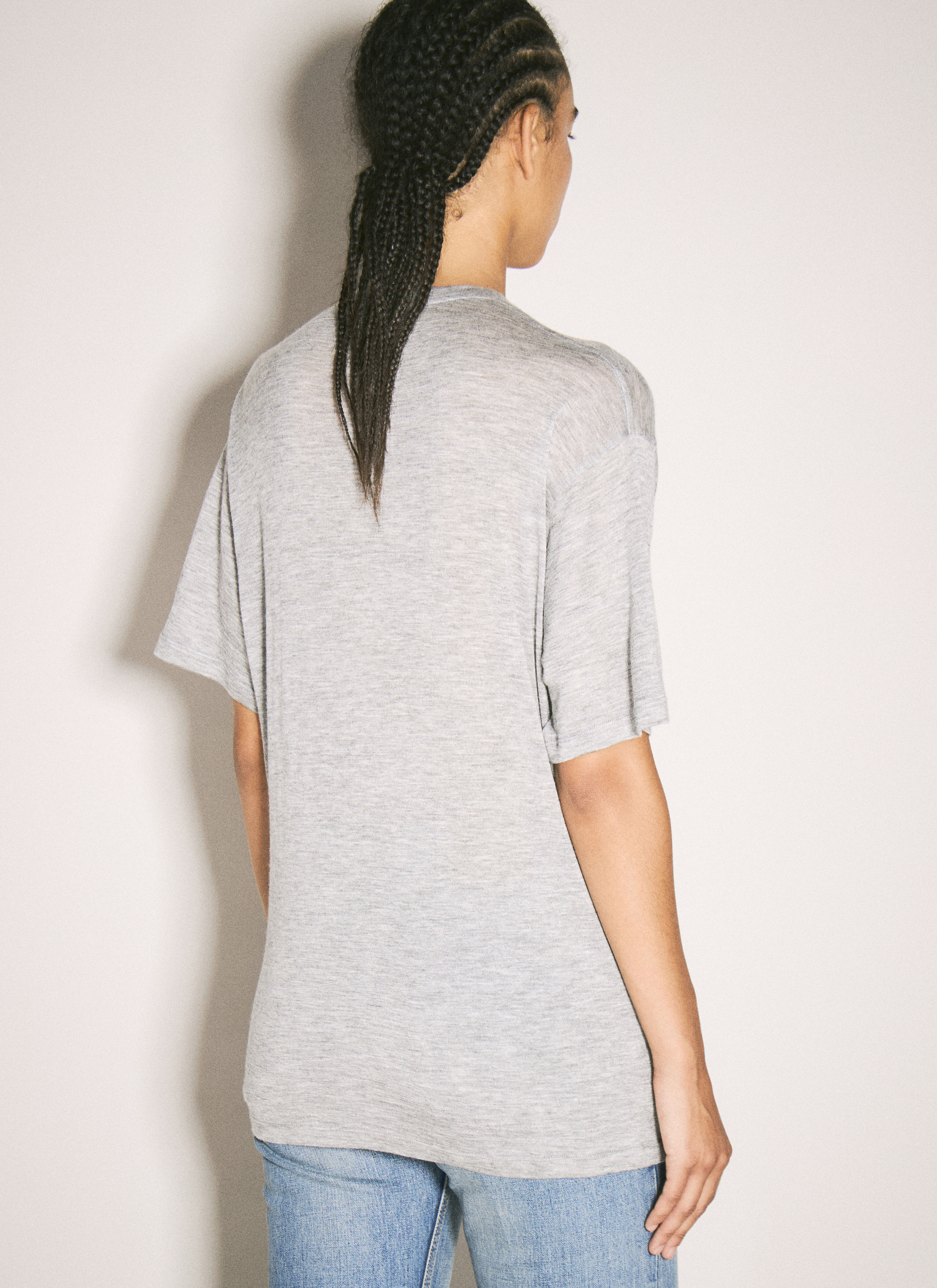 Saint Laurent Wool And Silk T Shirt in Grey fur Damen LN CC