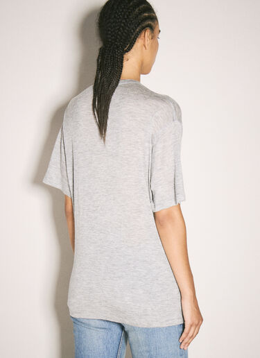 Saint Laurent Wool And Silk T-Shirt Grey sla0257018