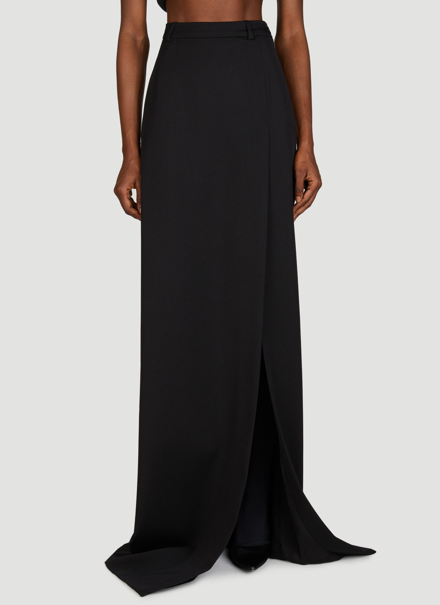 Shop Balenciaga Split Tailored Skirt In Black