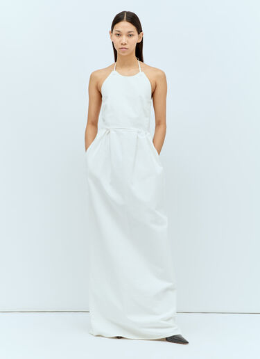 Max Mara Halter Neck Maxi Dress White max0256063