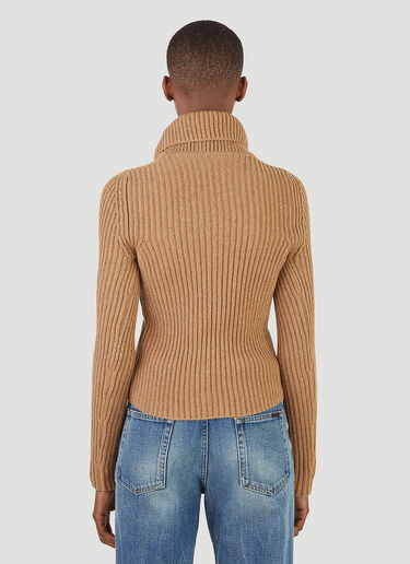 Saint Laurent Ribbed Turtleneck Sweater Beige sla0245016