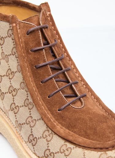 Gucci GG Canvas And Suede Lace-Up Boots Beige guc0155069