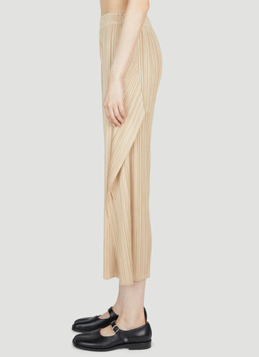 Pleats Please Issey Miyake Cropped Flared Plissé Pants Beige plp0253026