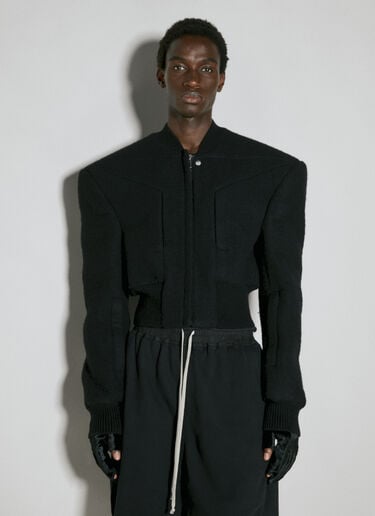 Structured Wool Bomber Jacket Rick Owens Structured Wool Bomber Jacket Black ric0154005