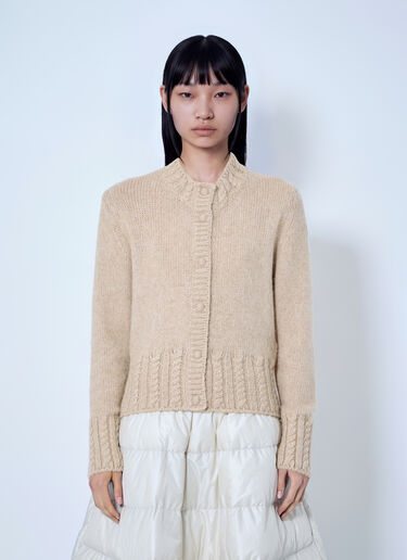 LN-CC® - Moncler: Ribbed Cardigan in Wool Blend - Light Beige Moncler Ribbed Cardigan in Wool Blend Light Beige mon0266009