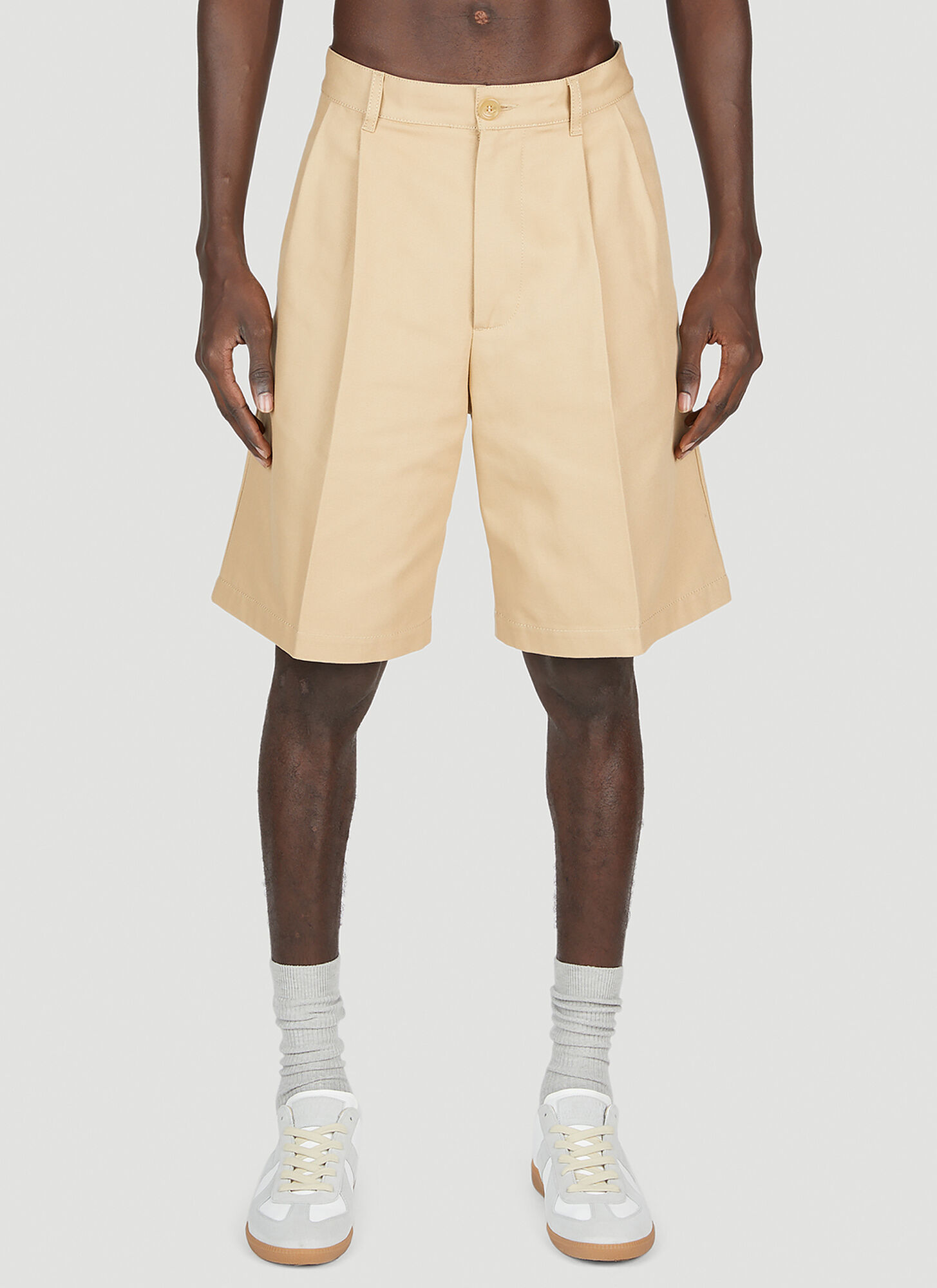 Gucci Folded Pleat Shorts Male Beigemale