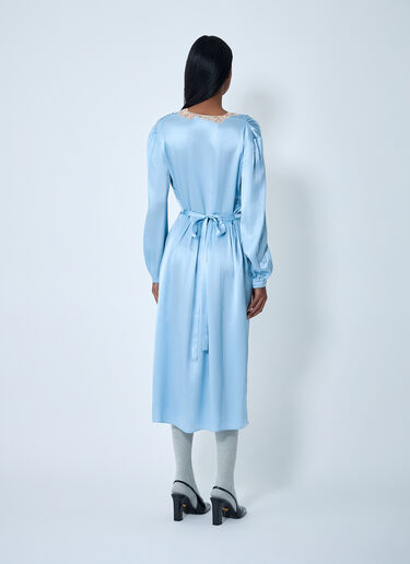 Satin Crepe And Lace Dress Prada Satin Crepe And Lace Dress Light Blue pra0262100